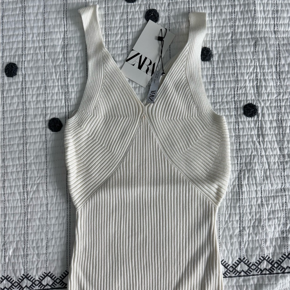 NWT Zara Women's White Ribbed Top